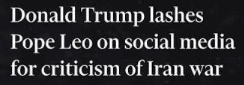trump lashes
pope leo